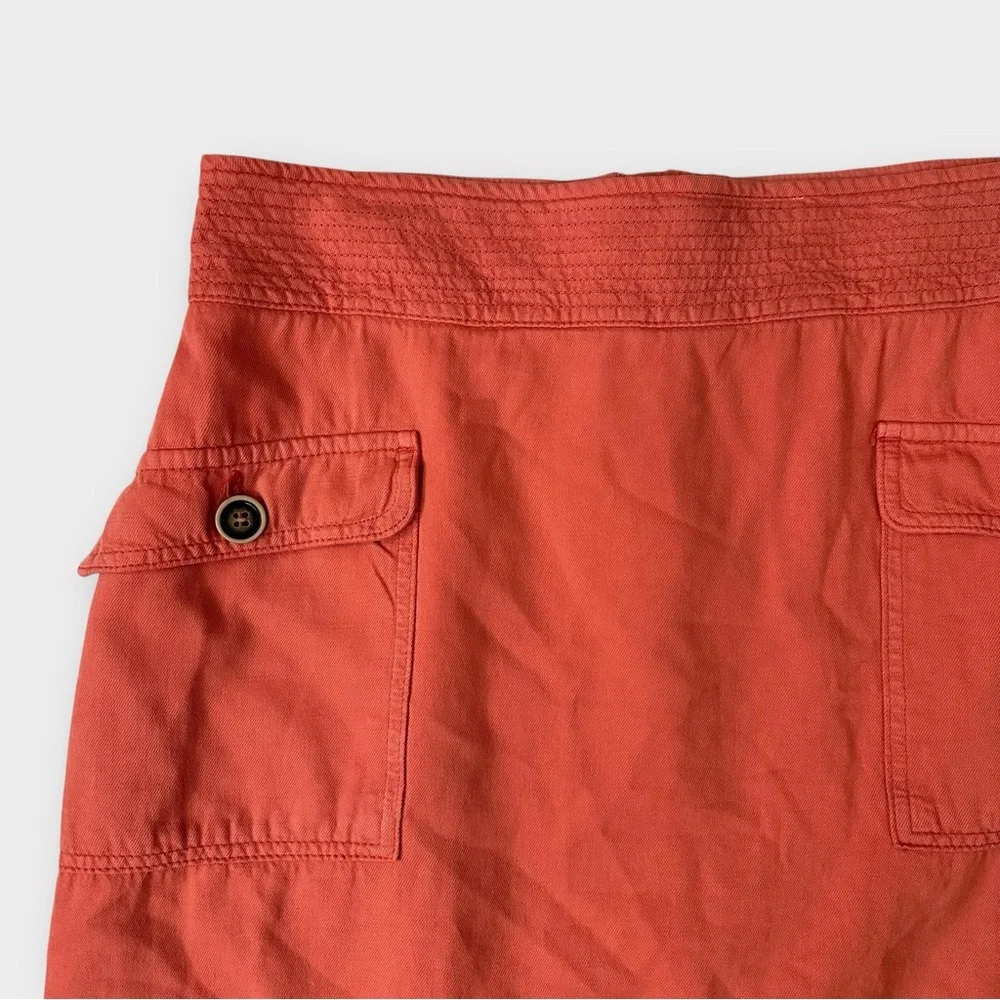 By Anthropologie‎ Coral Cargo Utility Skirt Size 6 Flap Pockets Linen Blend
